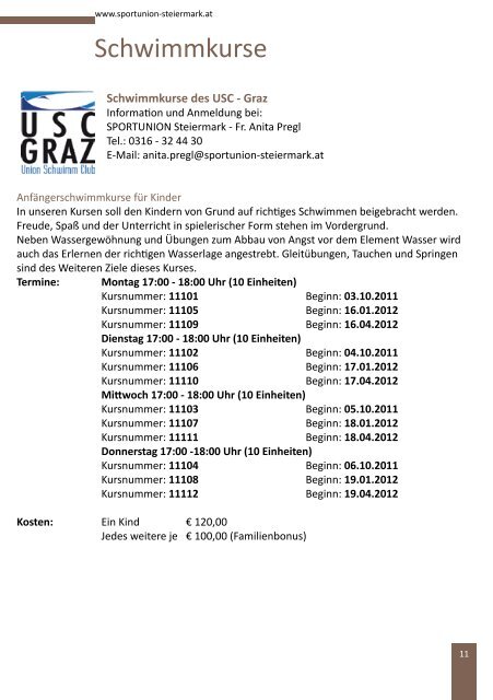 2011/2012 SPORTPROGRAMM - SPORTUNION Steiermark