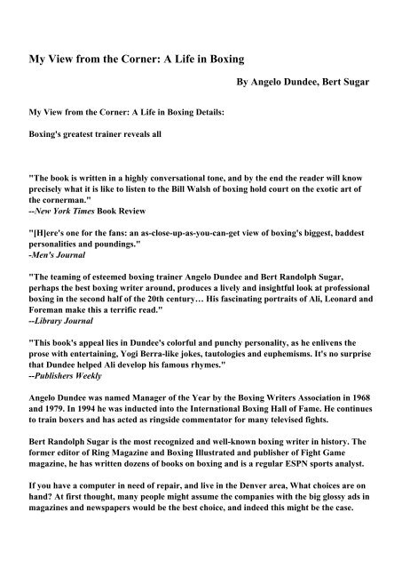 My View From The Corner A Life In Boxingpdf Ebooks Free Download