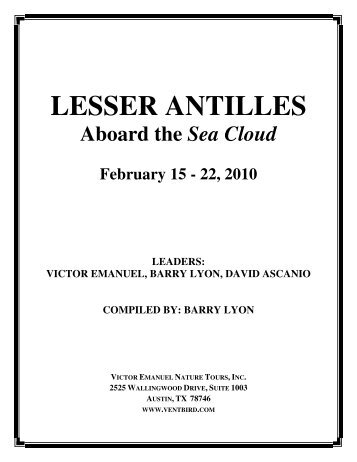 The Lesser Antilles Aboard Sea Cloud - Victor Emanuel Nature Tours