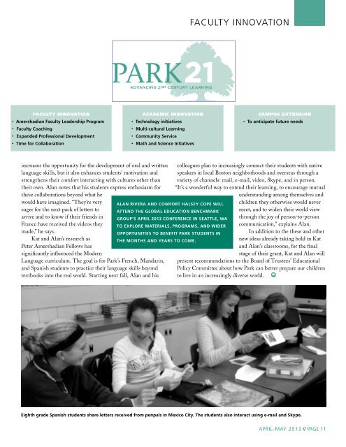 The Park Parent April-May 2013 - The Park School