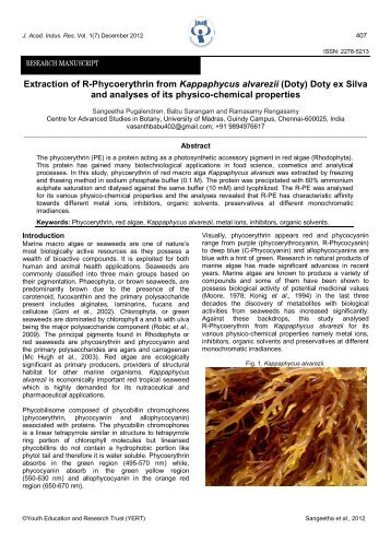 Extraction of R-Phycoerythrin from Kappaphycus alvarezii (Doty ...