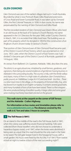 Historic Self-Guided Walk Glen Osmond - City of Burnside