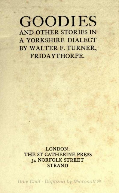 Goodies in Yorkshire Dialect - Freepages