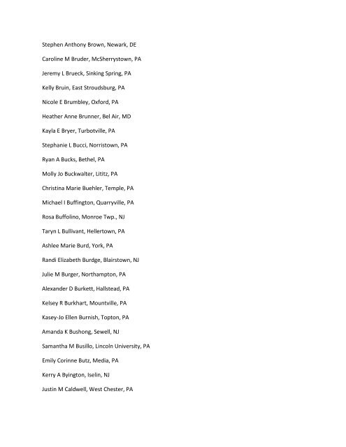 View the Spring 2013 Dean's List (PDF) - Kutztown University