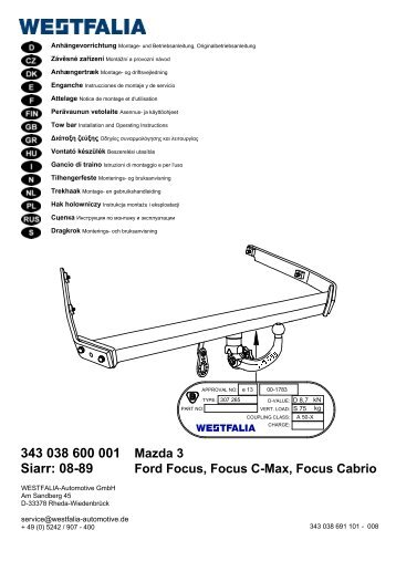 343 038 600 001 Mazda 3 Siarr: 08-89 - Westfalia Hellas