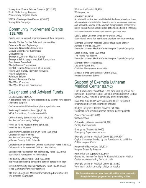 2006 Community Benefit Report (pdf) - Community First Foundation