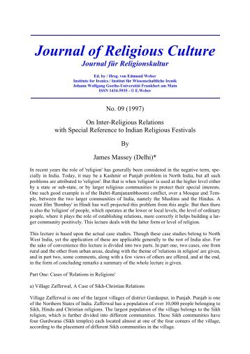 Journal of Religious Culture - Goethe-Universität
