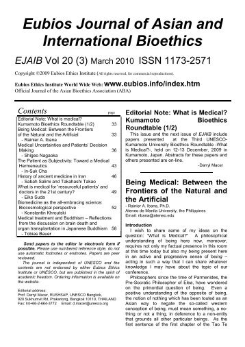 Eubios Journal of Asian and International Bioethics EJAIB