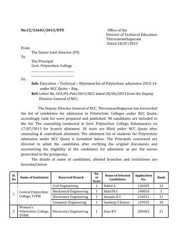 List - Directorate of Technical Education