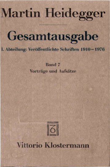 Bd 7 Vorträge und Aufsätze - gesamtausgabe