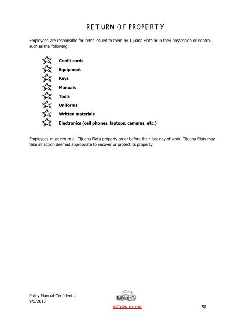 Policy Manual 9.2013 - Tijuana Flats