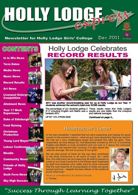 Newsletter Dec 2011 - Holly Lodge Girls' College