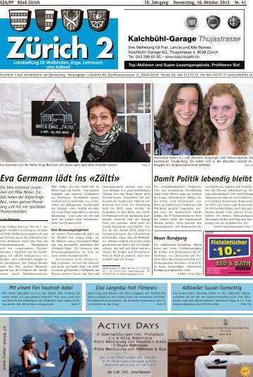 Eva Germann lädt ins «Zälti» - Lokalinfo AG