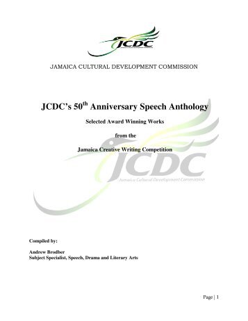 JCDC's 50 Anniversary Speech Anthology - Jamaica Cultural ...
