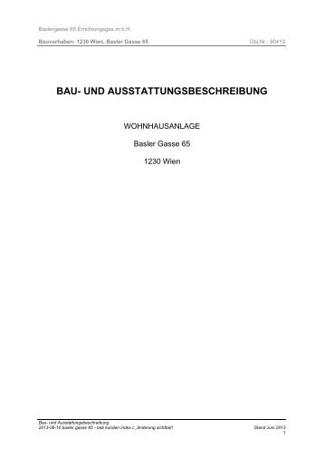 BAU- UND AUSSTATTUNGSBESCHREIBUNG - Buwog