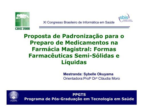 Proposta de Padronização para o Preparo de Medicamentos ... - SBIS