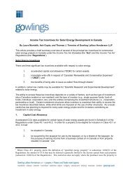 Income Tax Incentives for Solar Energy Development in ... - Gowlings