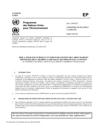 Rapport d'activités CaMPAM - CAR-SPAW-RAC
