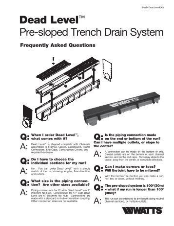 Dead Level™ Pre-sloped Trench Drain System - Watts Water ...