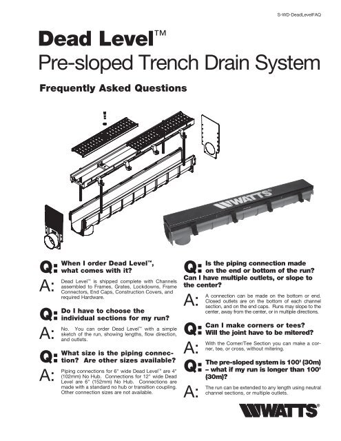 Dead Level™ Pre-sloped Trench Drain System - Watts Water ...