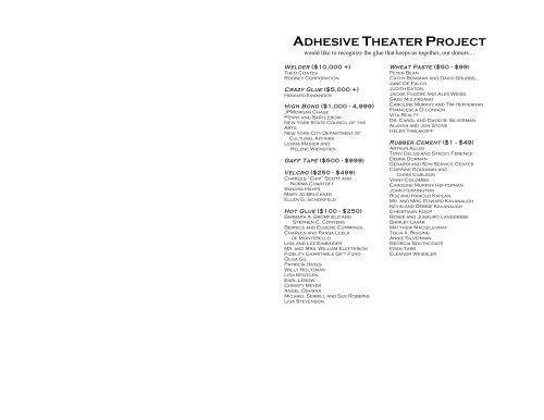 Program - Adhesive Theater Project