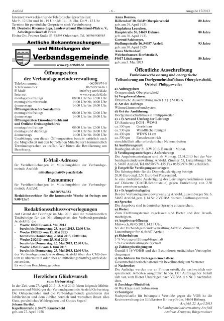 Ausgabe 17 - Verbandsgemeinde Arzfeld