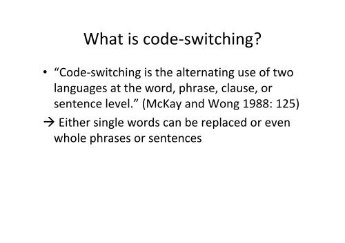 Chicano English Code-Switching