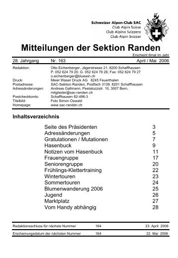 Ausgabe 163 - SAC Sektion Randen