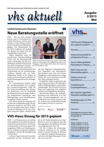 Ausgabe 2/2013 - Volkshochschule im Landkreis Hof