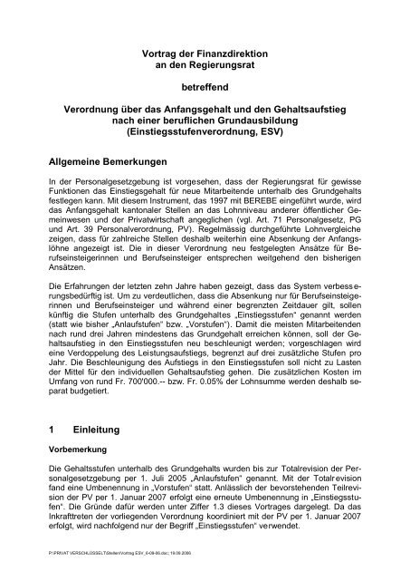 Vortrag betreffend Verordnung über das ... - Kanton Bern