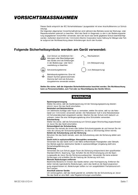 Bedienungsanleitung DC100 - Yokogawa