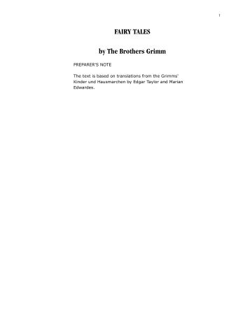 pdf - FAIRY TALES by The Brothers Grimm - sparks@eserver.org