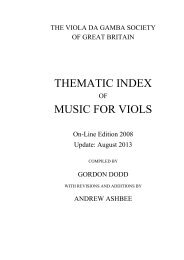 THEMATIC INDEX MUSIC FOR VIOLS - Viola da Gamba Society