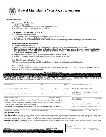 Utah County Absentee Ballot Registration Form - City of Draper
