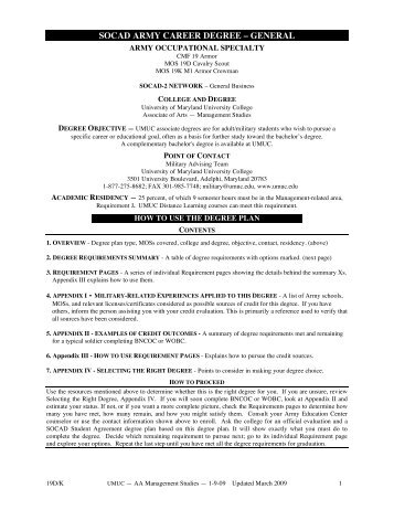 SOCAD Army Career Degree — General - University of Maryland ...