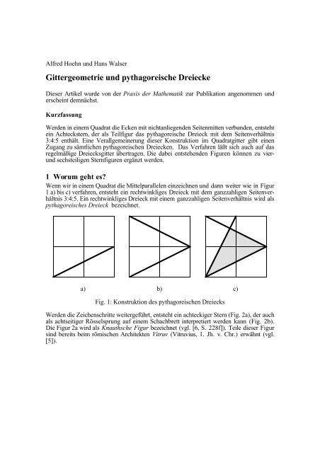 Gittergeometrie und pythagoreische Dreiecke - Alfredhoehn.ch