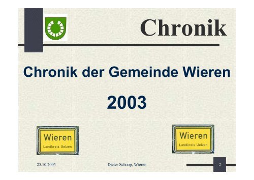 Chronik der Gemeinde Wieren - Samtgemeinde Aue