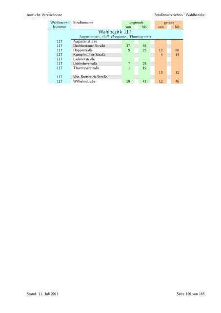 sortiert nach Wahlbezirken - Statistik - Stadt Regensburg