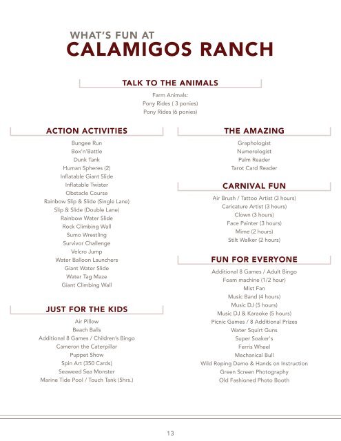 download picnic information - Calamigos Ranch