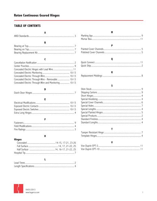 Roton Continuous Geared Hinges