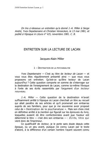 lecture Lacan - École de la cause freudienne