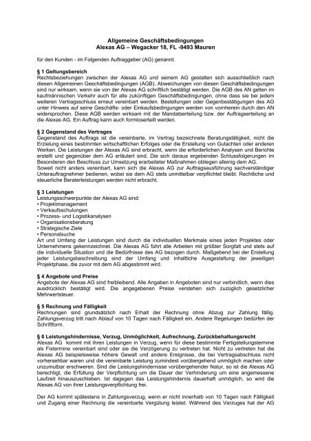 Allgemeine Geschäftsbedingungen (PDF) - Alexas AG
