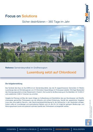 Applikation Trinkwasser Luxemburg - ProMinent