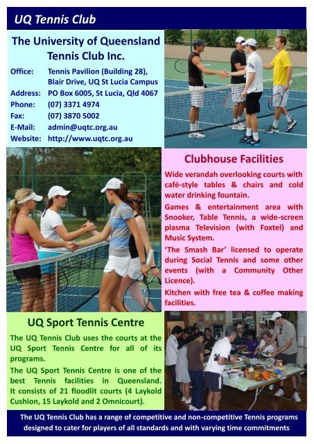 UQ Tennis Club - University of Queensland Tennis Club