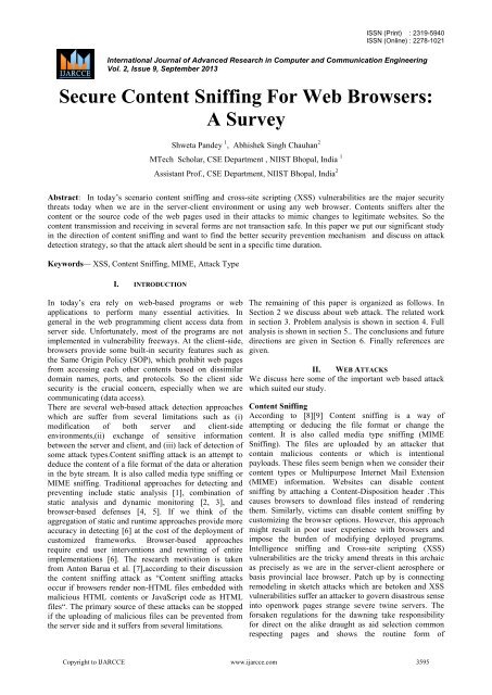 Secure Content Sniffing For Web Browsers: A Survey - Ijarcce.com