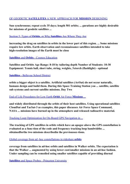 Download Satellites: Orbits and Missions pdf ebooks by Michel ...