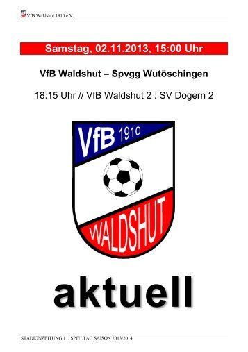 Samstag, 02.11.2013, 15:00 Uhr - VfB Waldshut 1910 eV