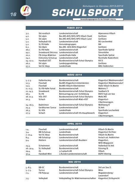 PDF vom SCHULSPORTBERICHT 2012/2013 - Schulsport Kärnten