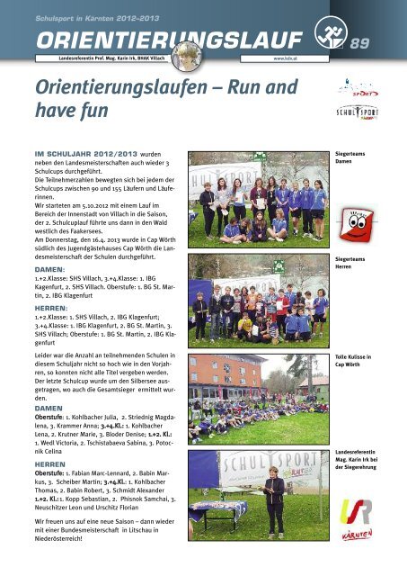 PDF vom SCHULSPORTBERICHT 2012/2013 - Schulsport Kärnten