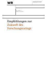 Empfehlungen zur Zukunft des Forschungsratings - Wissenschaftsrat